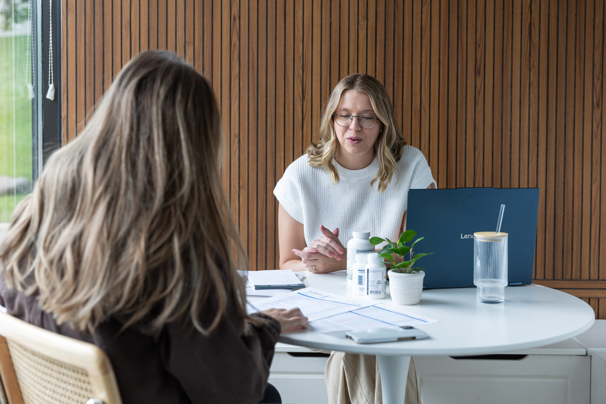 A patient consultation at Foundations Natural Health in Excelsior, MN